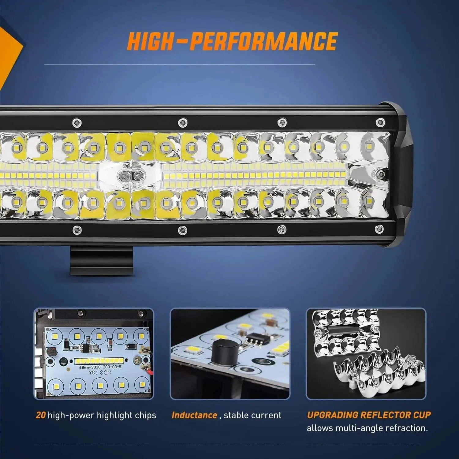 12 Inch 300W 30000LM Triple Row Spot/Flood Led Light Bar