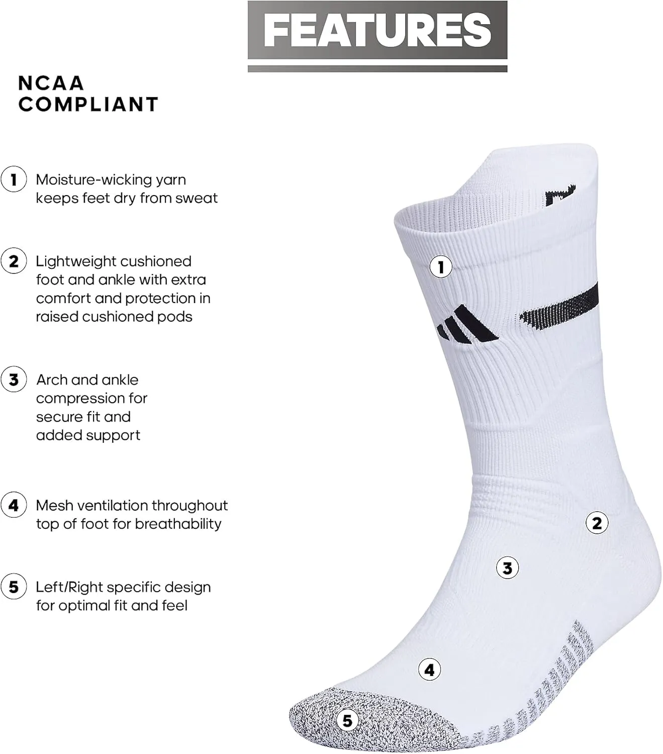 adidas Adizero Football Cushioned Crew Socks 2.0 (1-Pair)