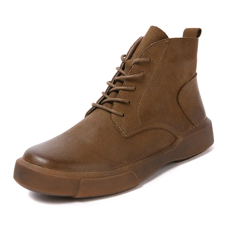 Autumn Winter Leather Women's Retro Short Boots |Gift Shoes