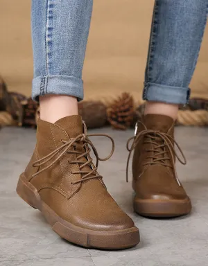 Autumn Winter Leather Women's Retro Short Boots |Gift Shoes