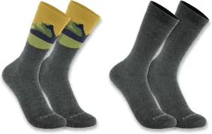 Carhartt Men's SC9592M Midweight Synthetic-Wool Blend Mountain Crew Sock 2-Pack