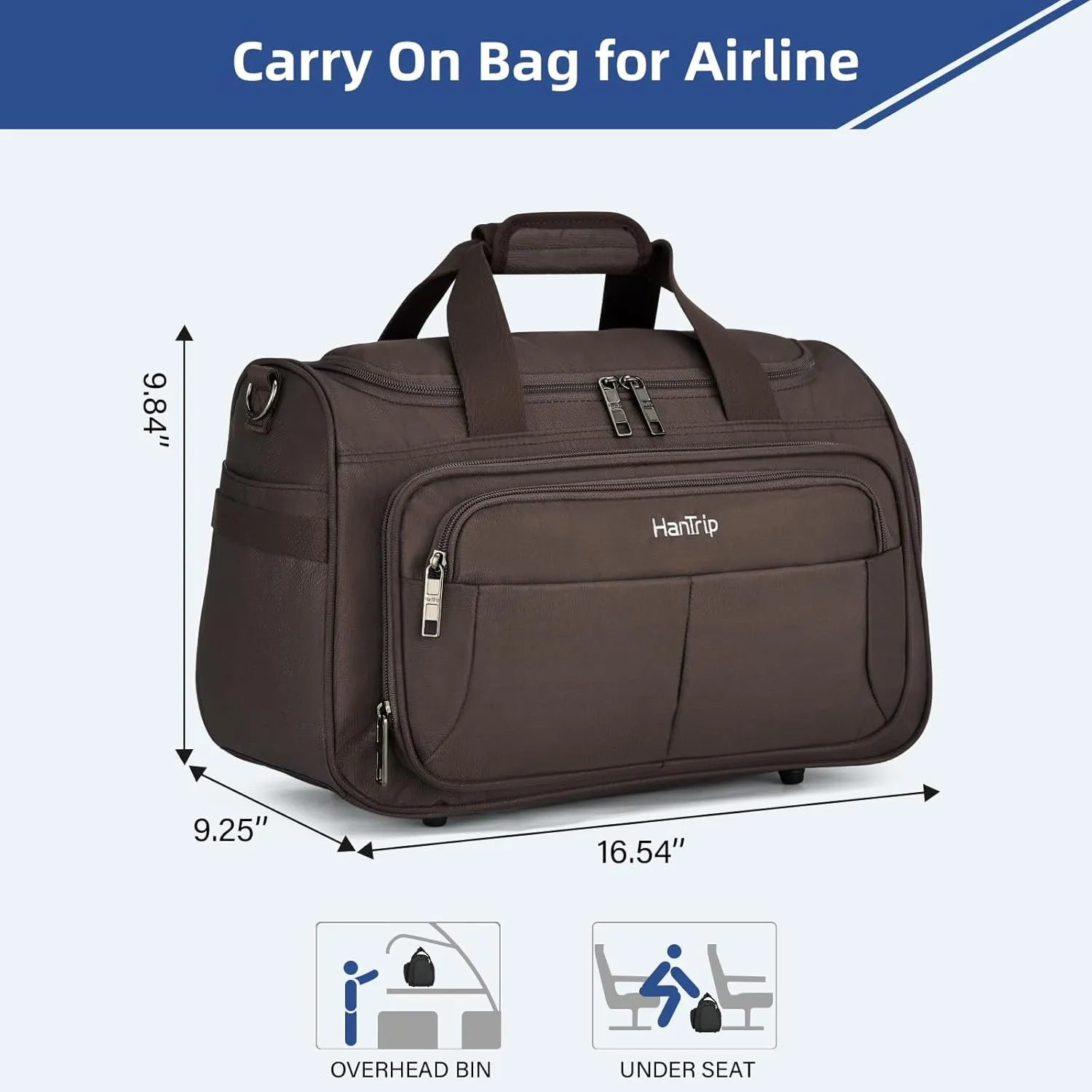 Carry on Duffel Bag Foldable Duffle Bags for Travel, Under Seat Personal Item Bags for Airplanes, Weekender Overnight Mens Travel Tote Bag for Women Small Softside Carry on Luggage (Coffee)
