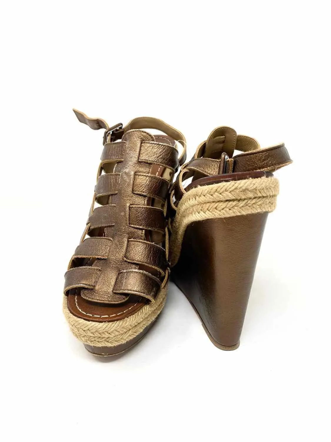 Christian Louboutin Women's Brown Espadrille metalic Wedge Size 41/10 Sandals