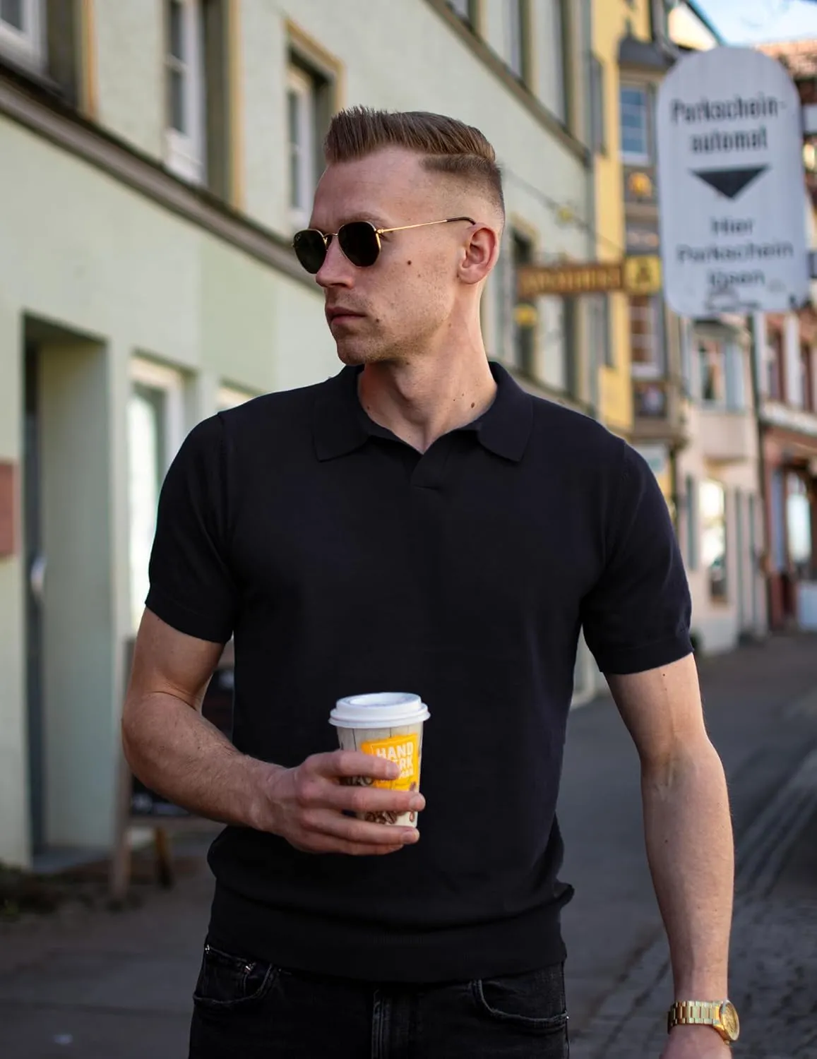 COOFANDY Mens Knit Polo Shirts V Neck Short Sleeve Stretch Polo T Shirt Casual Golf Shirts
