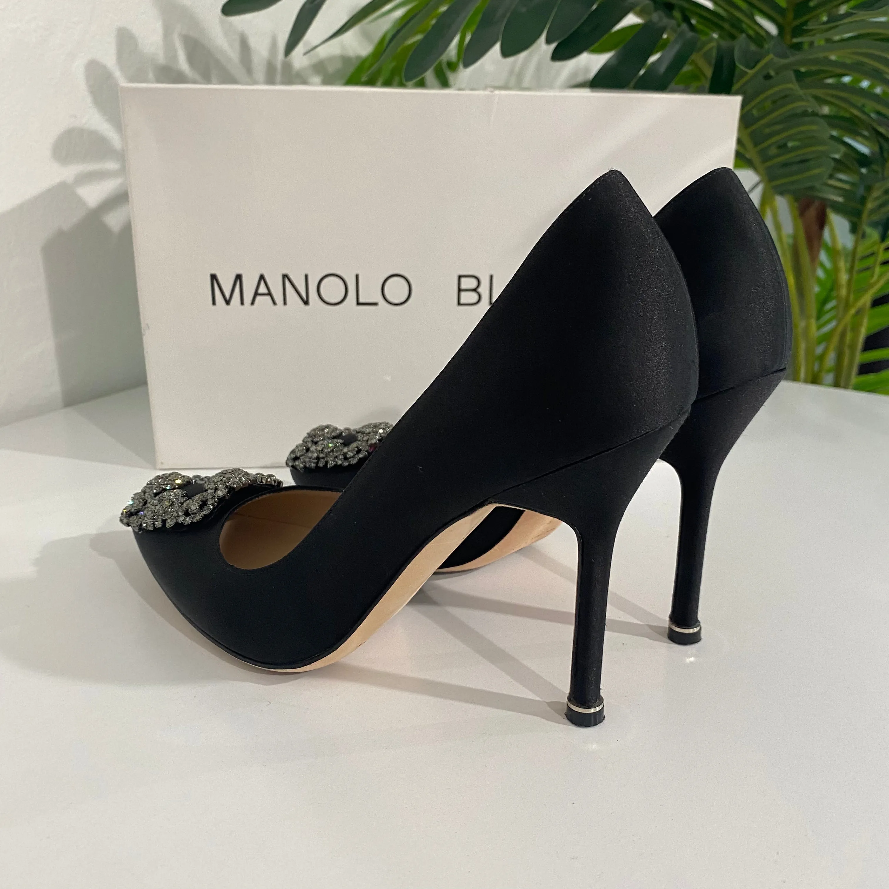 Manolo Blahnik Black Hangisi Heels