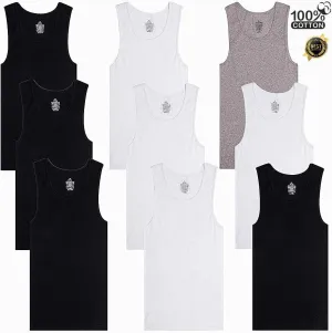 Men's Undershirts (Pack of 6) - Soft Cotton Blend, Tag Less A-Shirt Crew Neck - Comfortable Fit