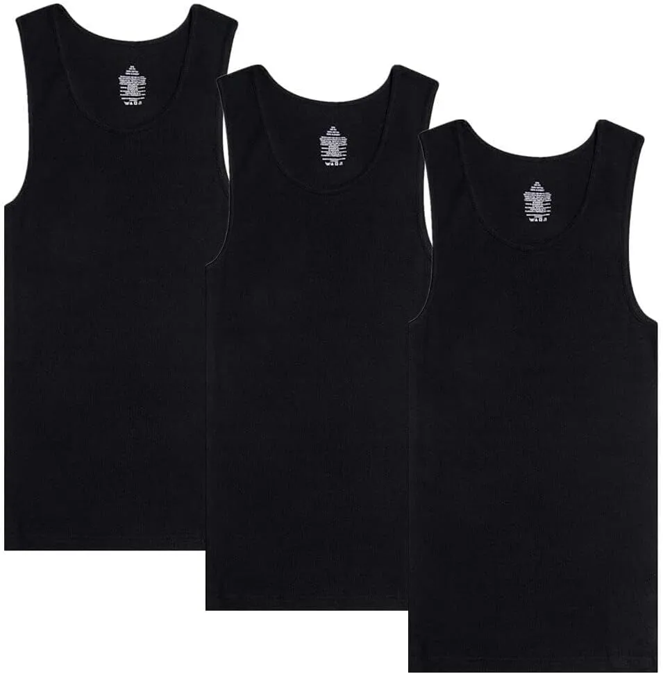 Men's Undershirts (Pack of 6) - Soft Cotton Blend, Tag Less A-Shirt Crew Neck - Comfortable Fit
