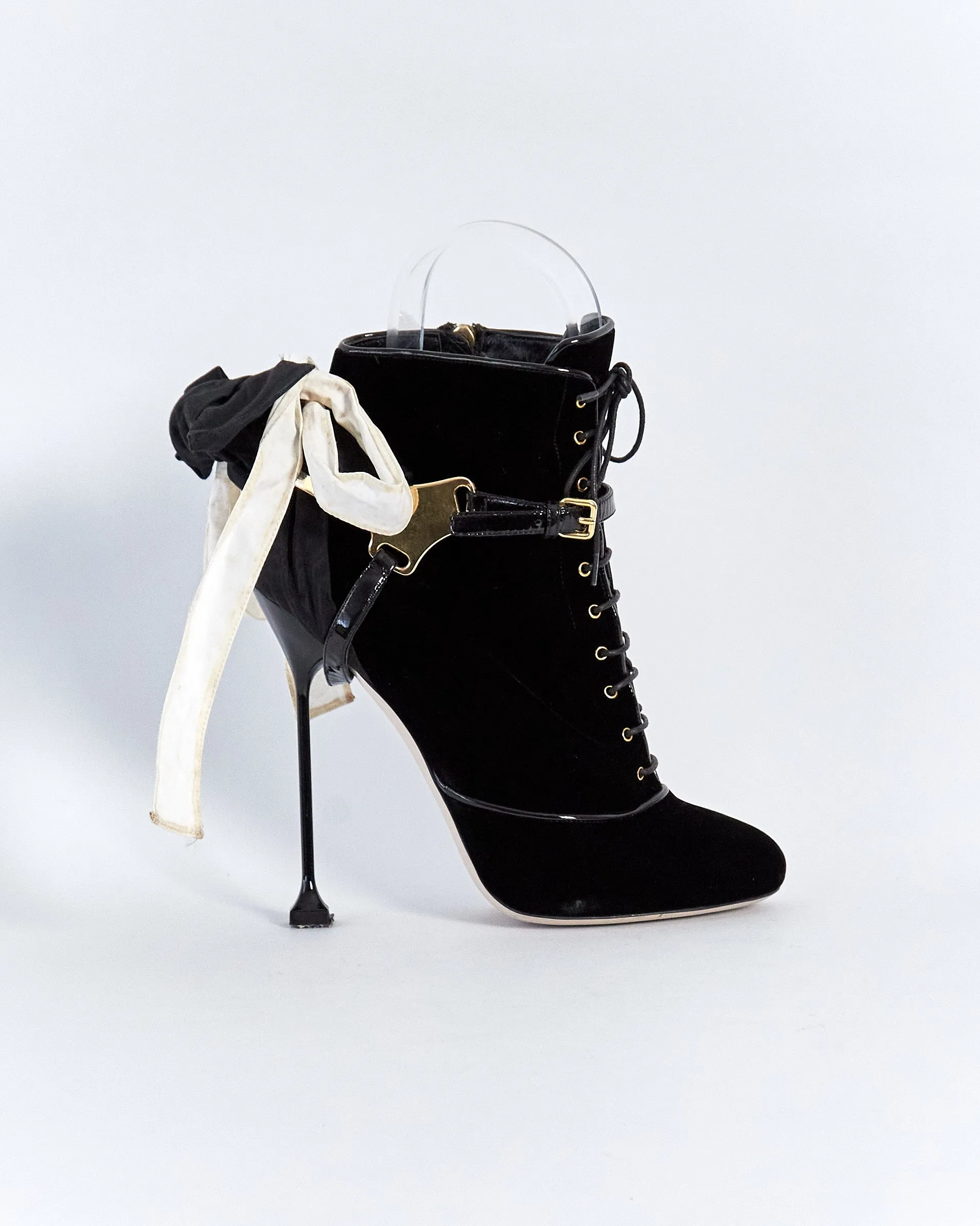 Miu Miu velvet lace up ankle boots, black, 40