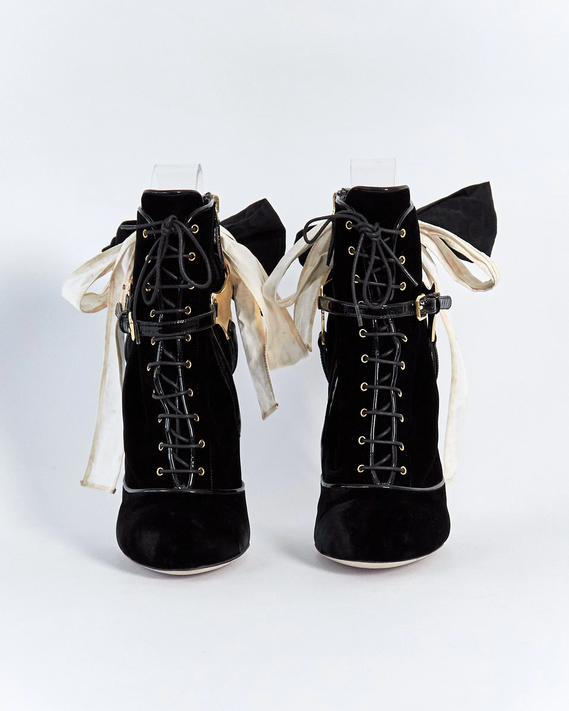 Miu Miu velvet lace up ankle boots, black, 40