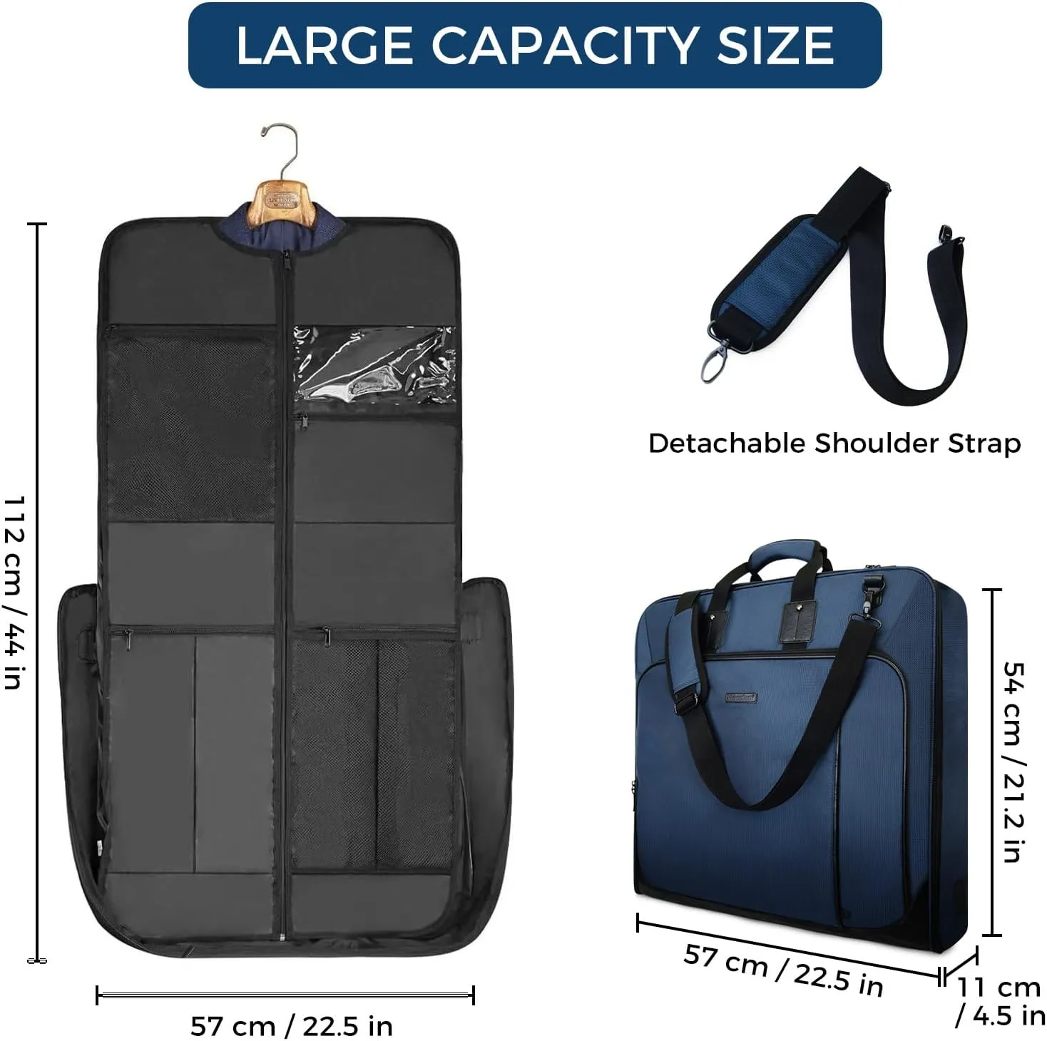 Noozion Garment Bag for Travel Large Carry On Suit Bag Hanging Travel Suit Bags Waterproof Suitcase Luggage Bag for Men Women Business Trips with Shoulder Strap