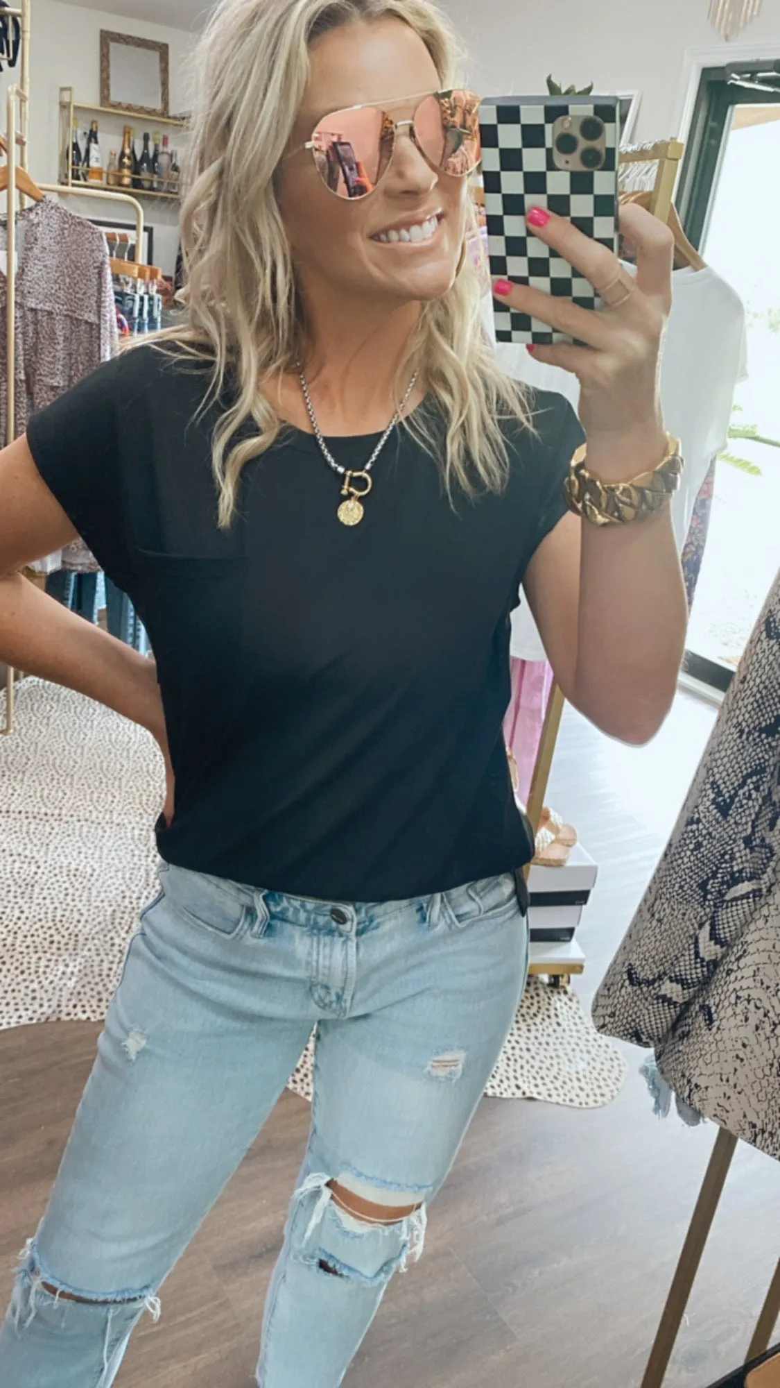 The Britt Basic Pocket Tee in Black