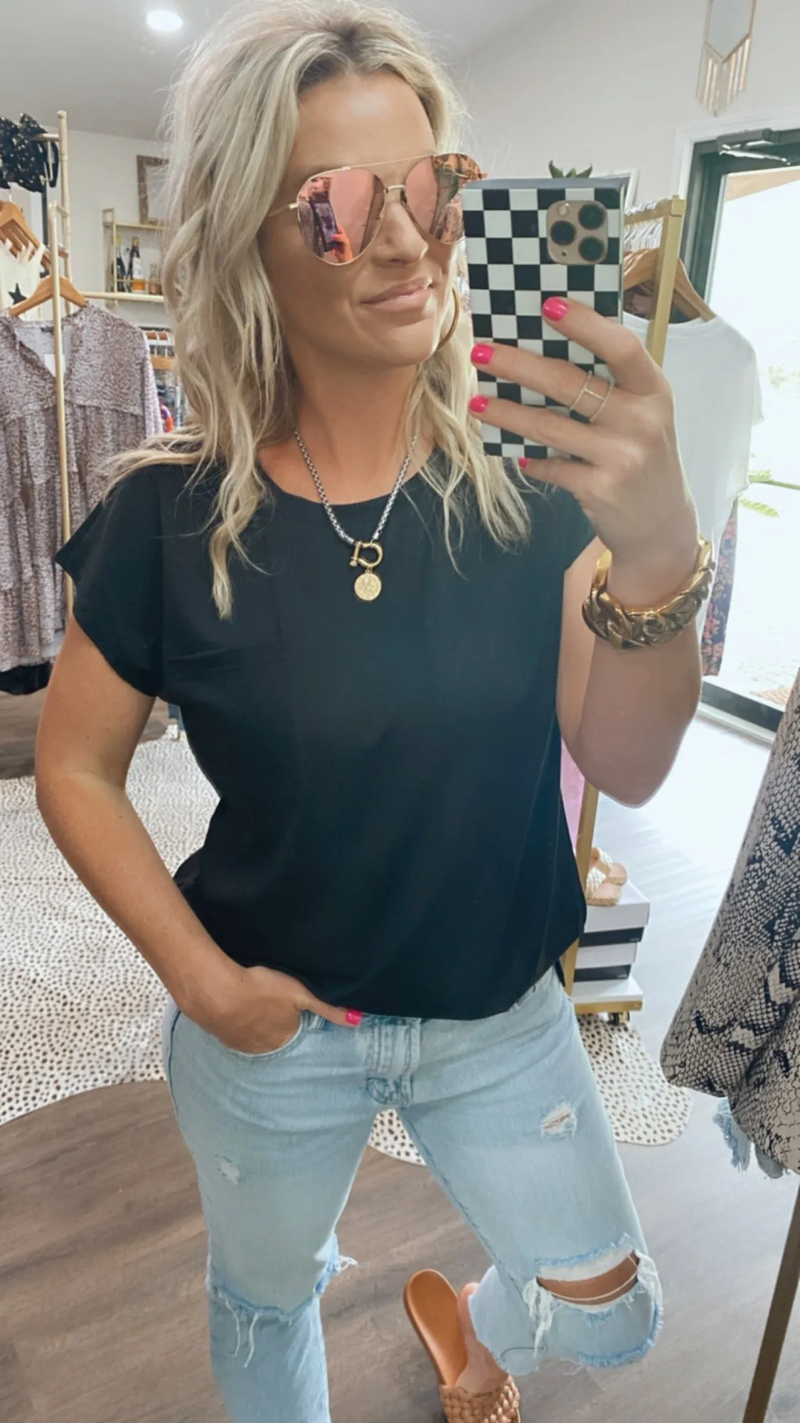 The Britt Basic Pocket Tee in Black