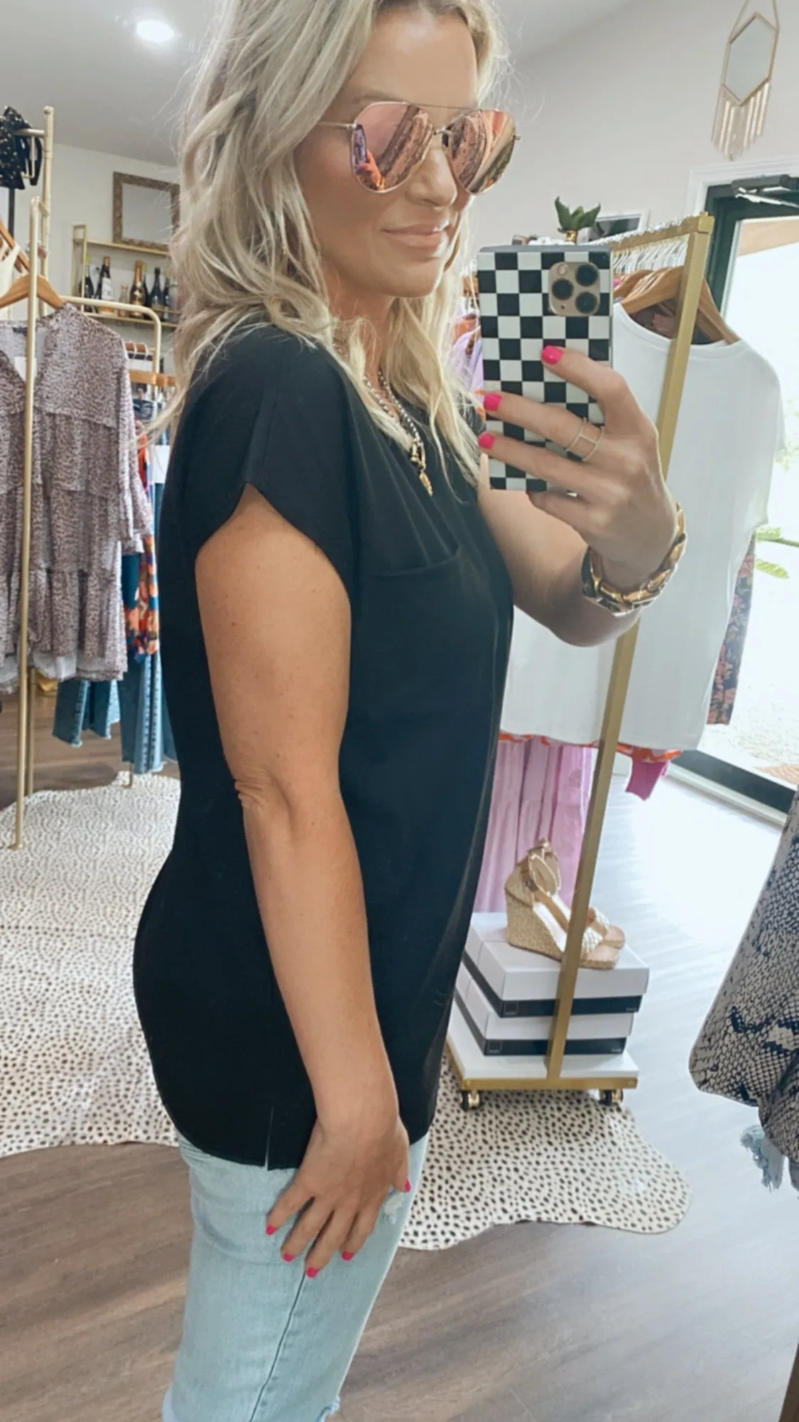 The Britt Basic Pocket Tee in Black