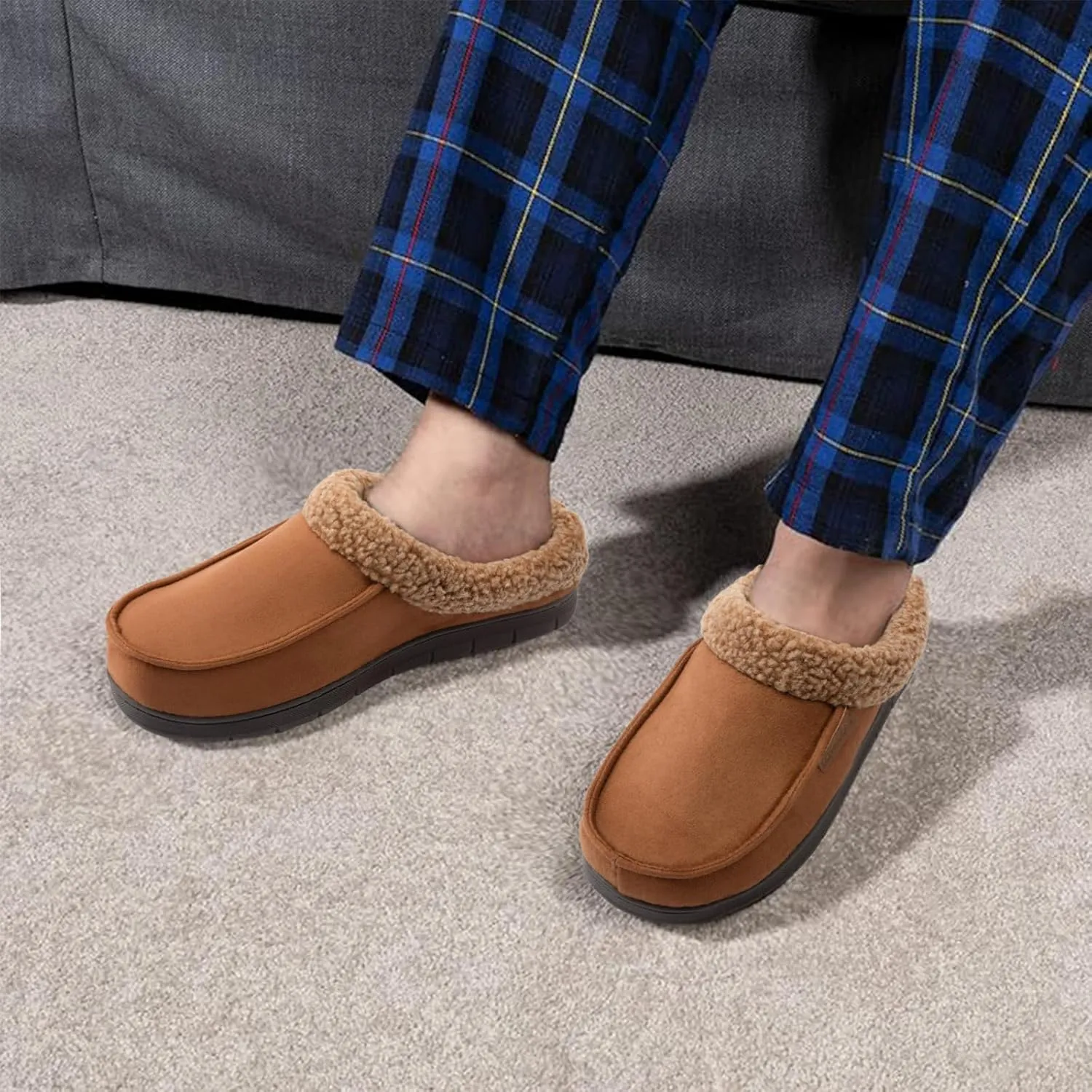 ULTRAIDEAS Men's Nealon Moccasin Clog Slipper, Slip on Indoor/Outdoor House Shoes