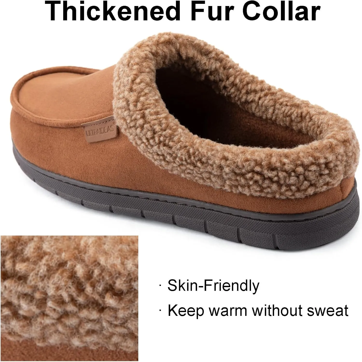 ULTRAIDEAS Men's Nealon Moccasin Clog Slipper, Slip on Indoor/Outdoor House Shoes