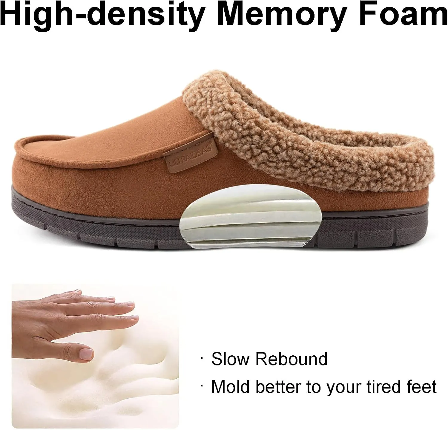 ULTRAIDEAS Men's Nealon Moccasin Clog Slipper, Slip on Indoor/Outdoor House Shoes